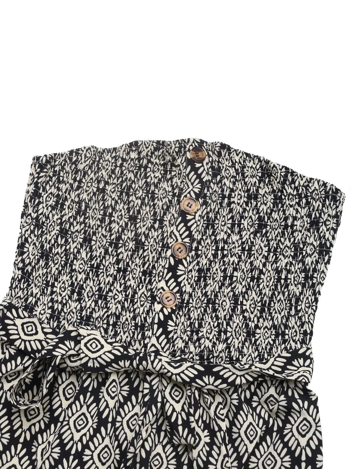 Boho Geometric Button Strapless High Rise Jumpsuits, 7 of 9