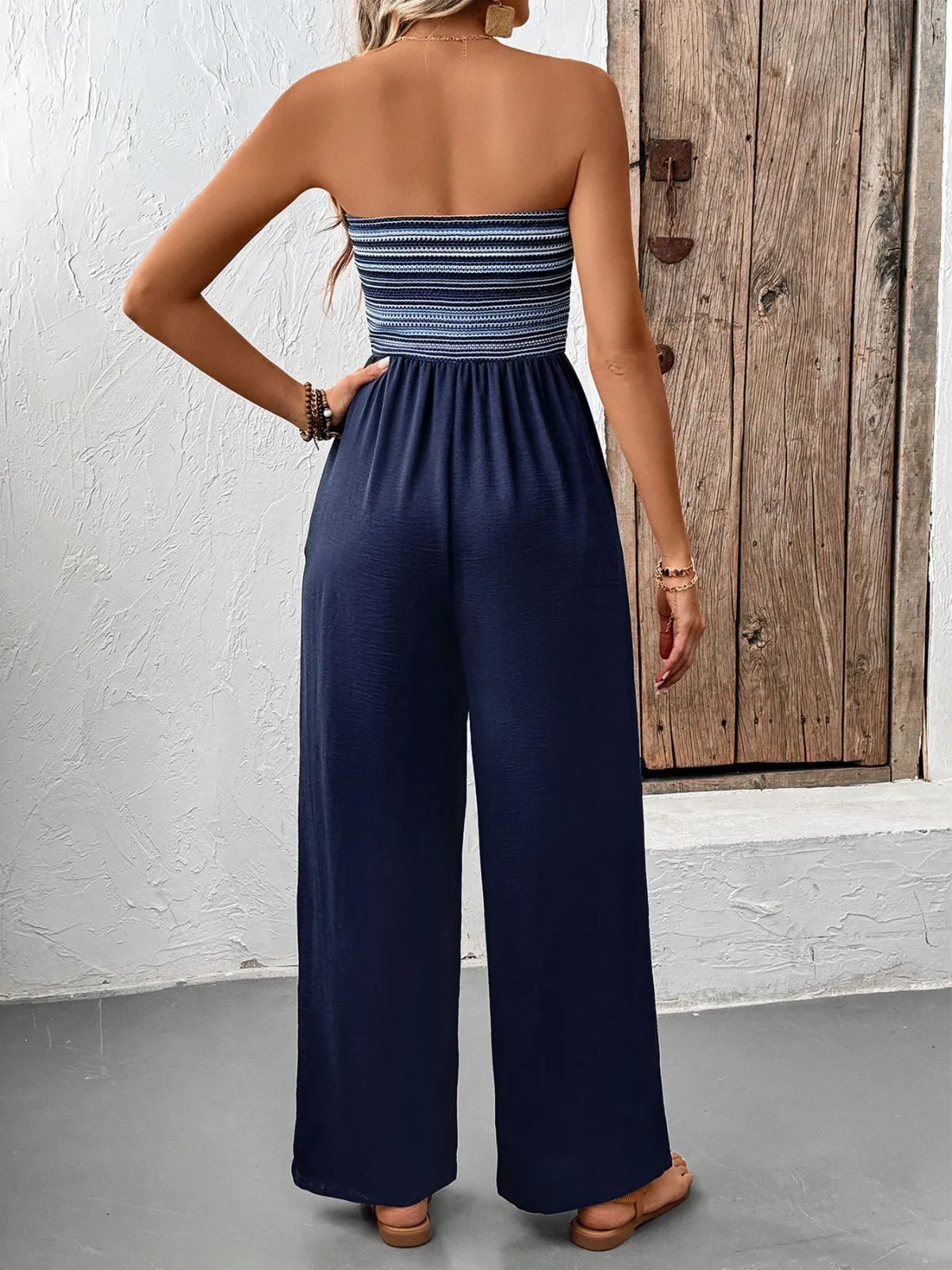 Boho Striped Strapless High Rise Jumpsuits, 2 of 5