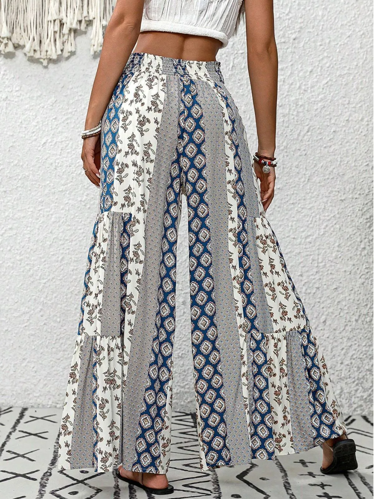 Vacation Vibes Flowy Geometric High Rise Palazzo Pants, 3 of 6