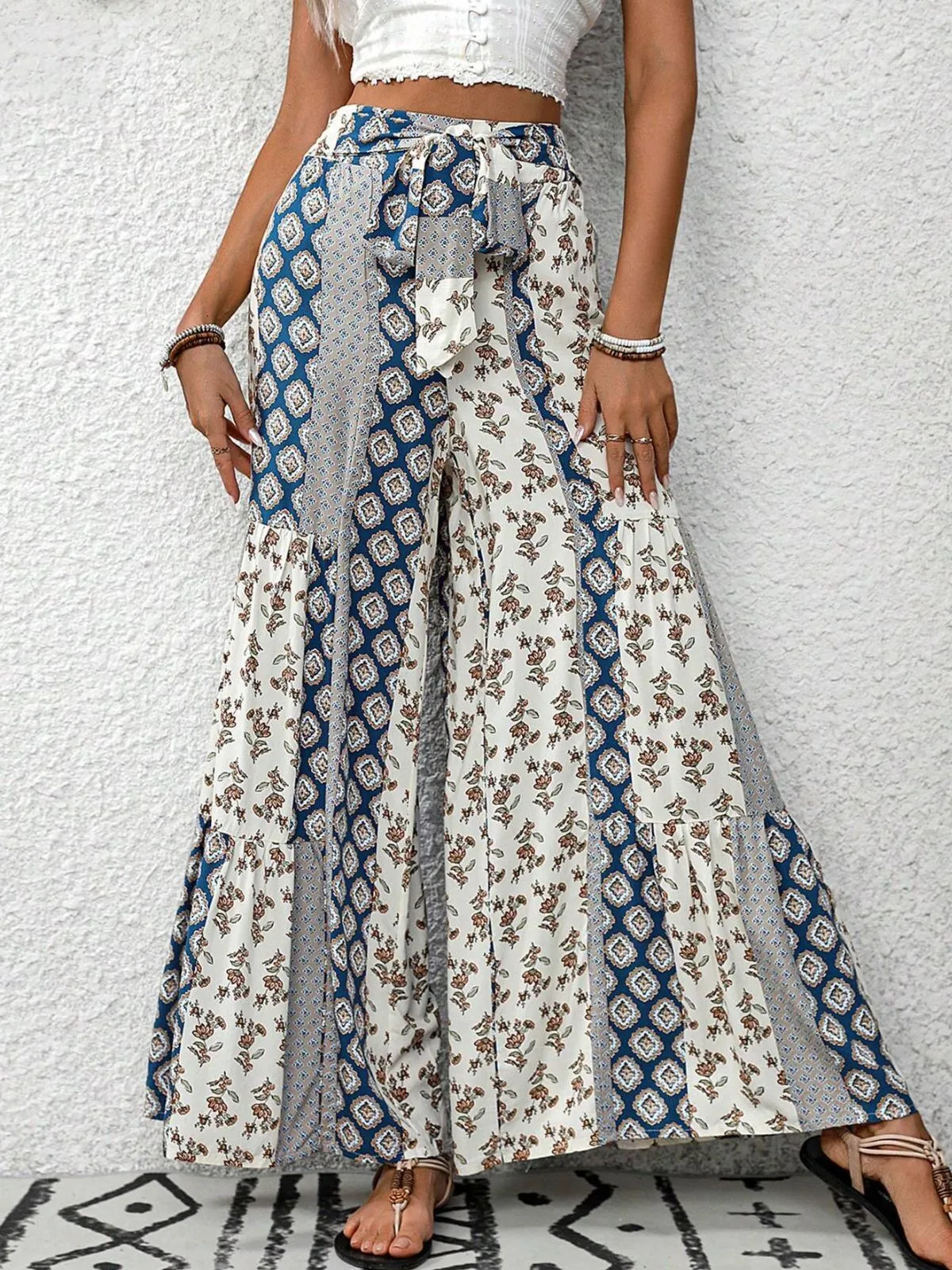 Vacation Vibes Flowy Geometric High Rise Palazzo Pants, 4 of 6