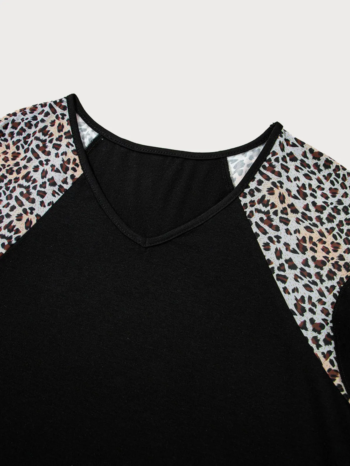 Plus Size Leopard Flounce Sleeve Casual T-shirt, 4 of 6
