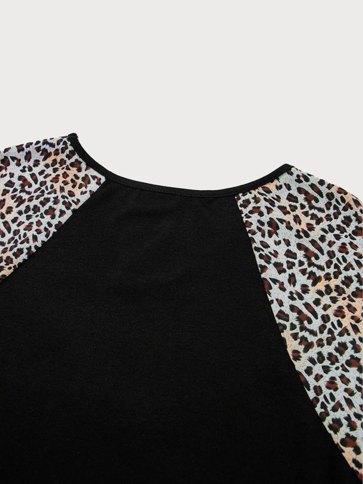 Plus Size Leopard Flounce Sleeve Casual T-shirt, 5 of 6