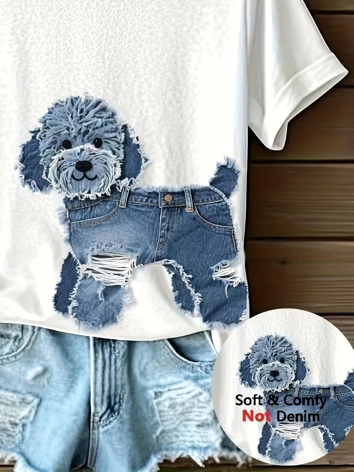 Cute Puppy Print Animal Round Neck T-shirt, 3 of 5