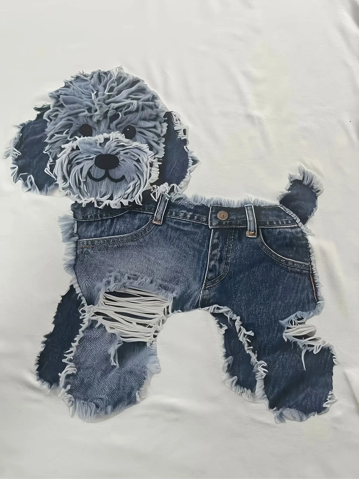 Cute Puppy Print Animal Round Neck T-shirt, 5 of 5