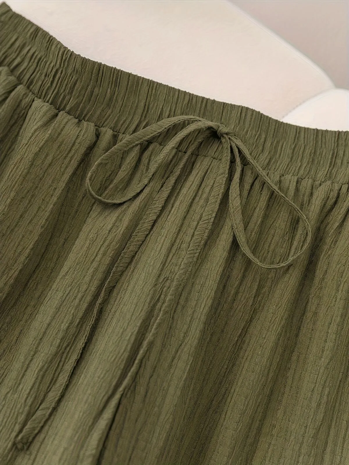 Plus Size Casual Comfy Solid Color Baggy High Rise Palazzo Pants, 5 of 7