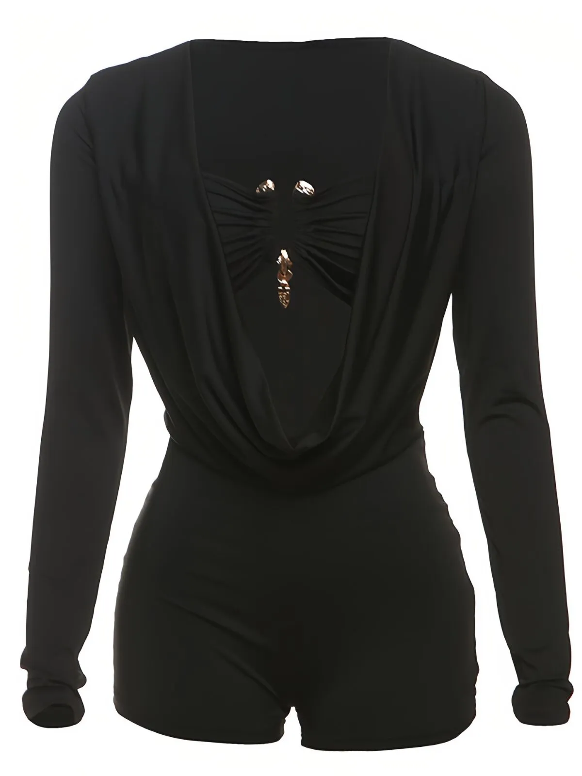 Solid Grommet Eyelet Strapless High Rise Rompers, 2 of 5