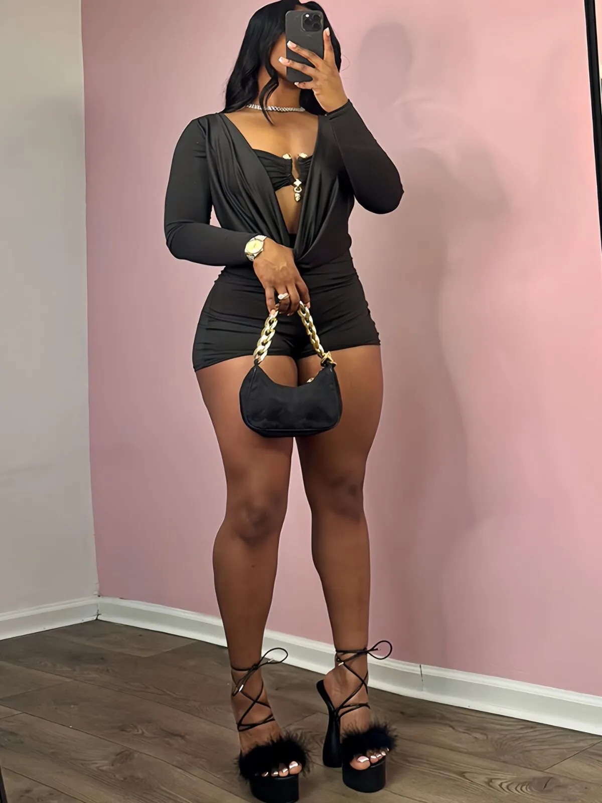 Solid Grommet Eyelet Strapless High Rise Rompers, 5 of 5