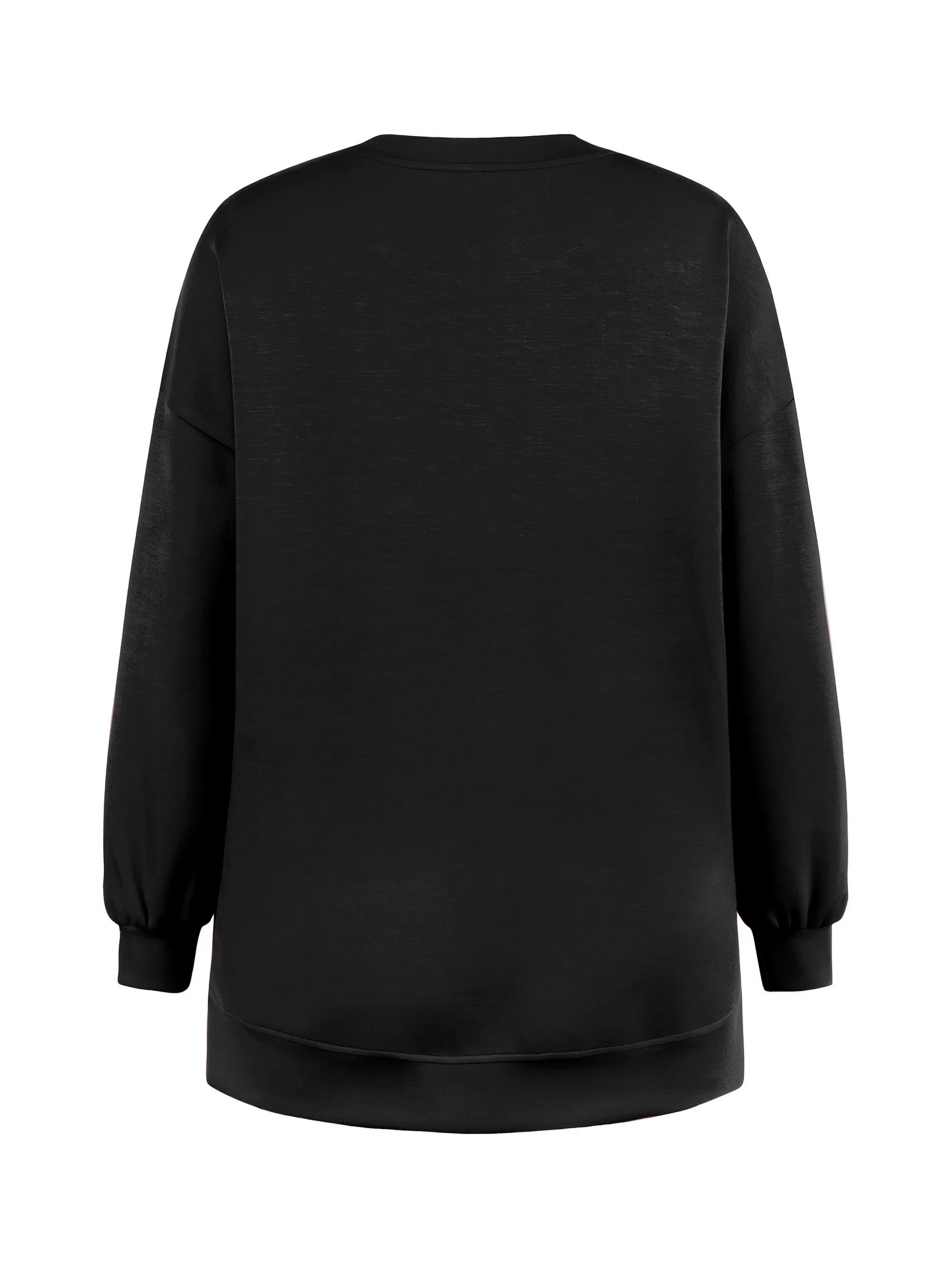 Solid Round Neck Zipper Slit Casual Pullover Drop Shoulder Sweatshirt, 2 of 3