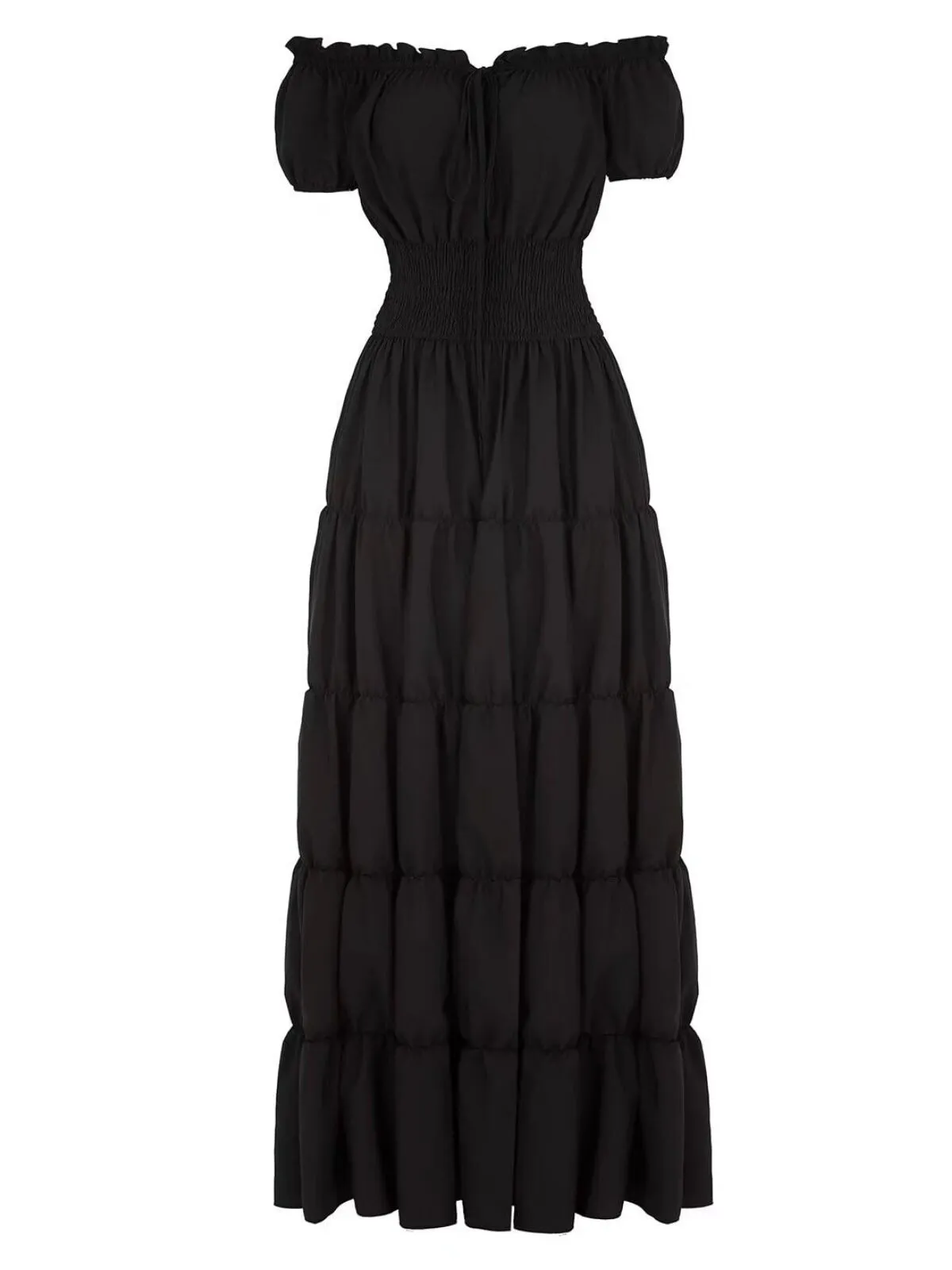 Solid Halloween Renaissance Costume Medieval Irish Under Dress Retro Gown Wench Peasant Smocked Waist Long Dresses Off Shoulder Puff A-line Dress, 3 of 7