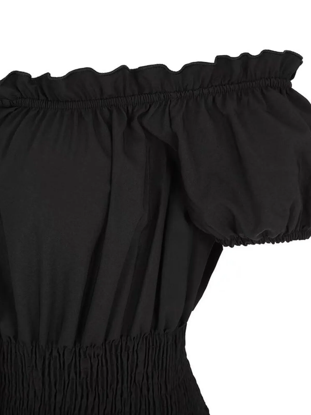 Solid Halloween Renaissance Costume Medieval Irish Under Dress Retro Gown Wench Peasant Smocked Waist Long Dresses Off Shoulder Puff A-line Dress, 6 of 7