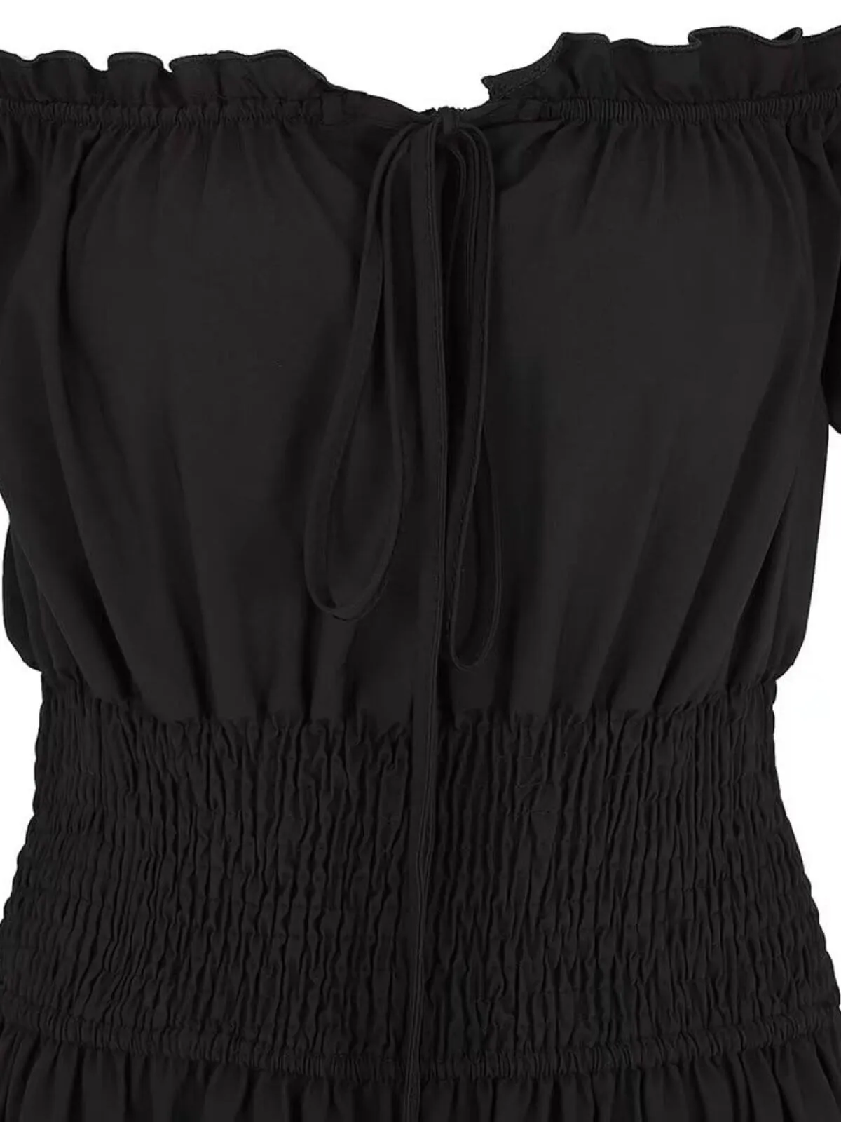 Solid Halloween Renaissance Costume Medieval Irish Under Dress Retro Gown Wench Peasant Smocked Waist Long Dresses Off Shoulder Puff A-line Dress, 7 of 7