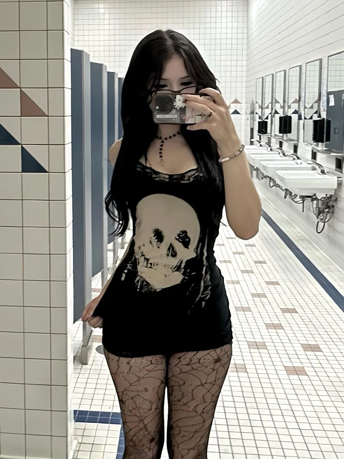 Skeleton Dark Style Halloween Lace Spaghetti Strap Fitted Dress, 3 of 13