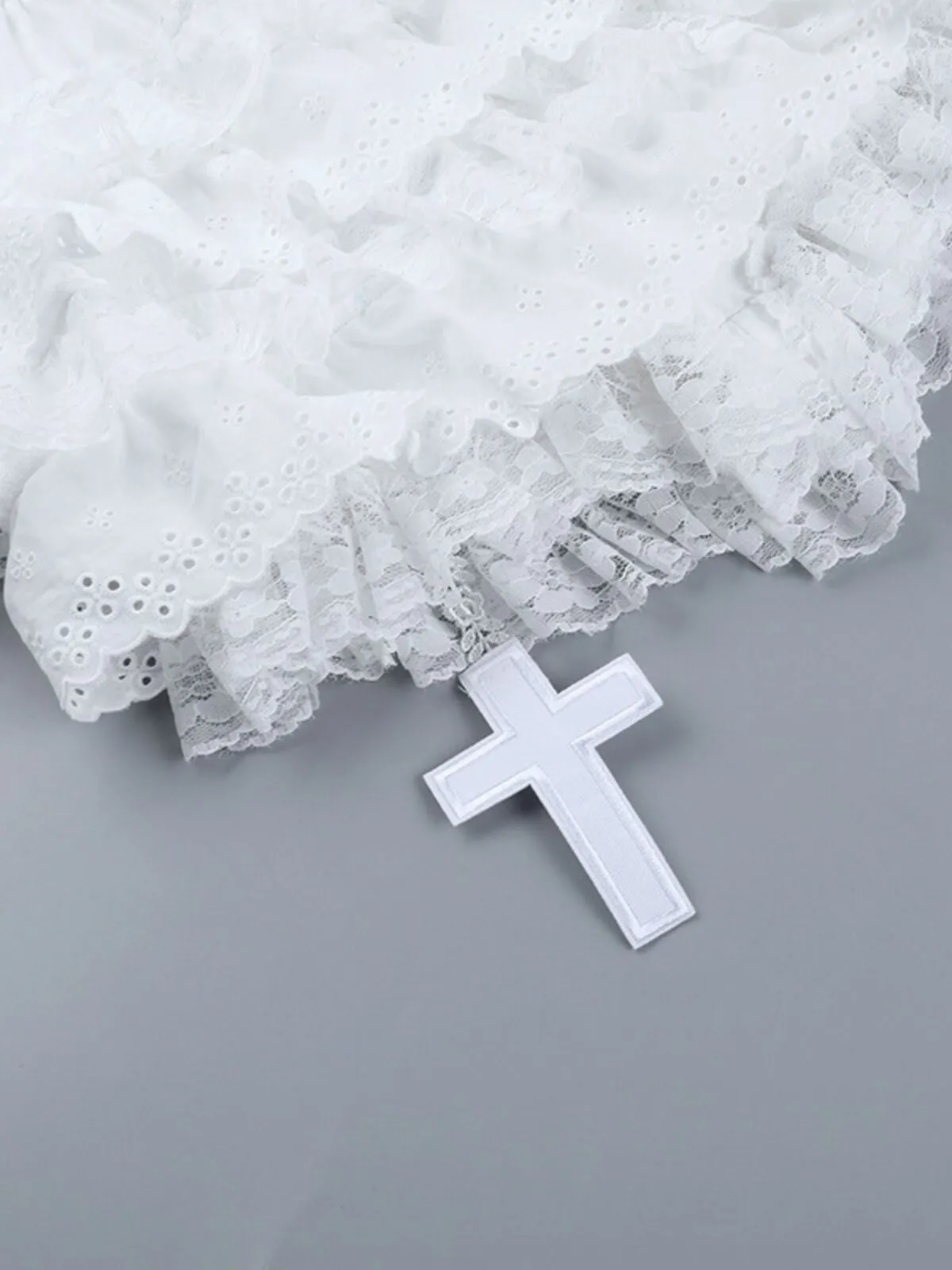 Solid Gothic Cross Pumpkin Pants Irregular Dark Subculture Alternative Fashion Ruched High Rise Skort, 7 of 8