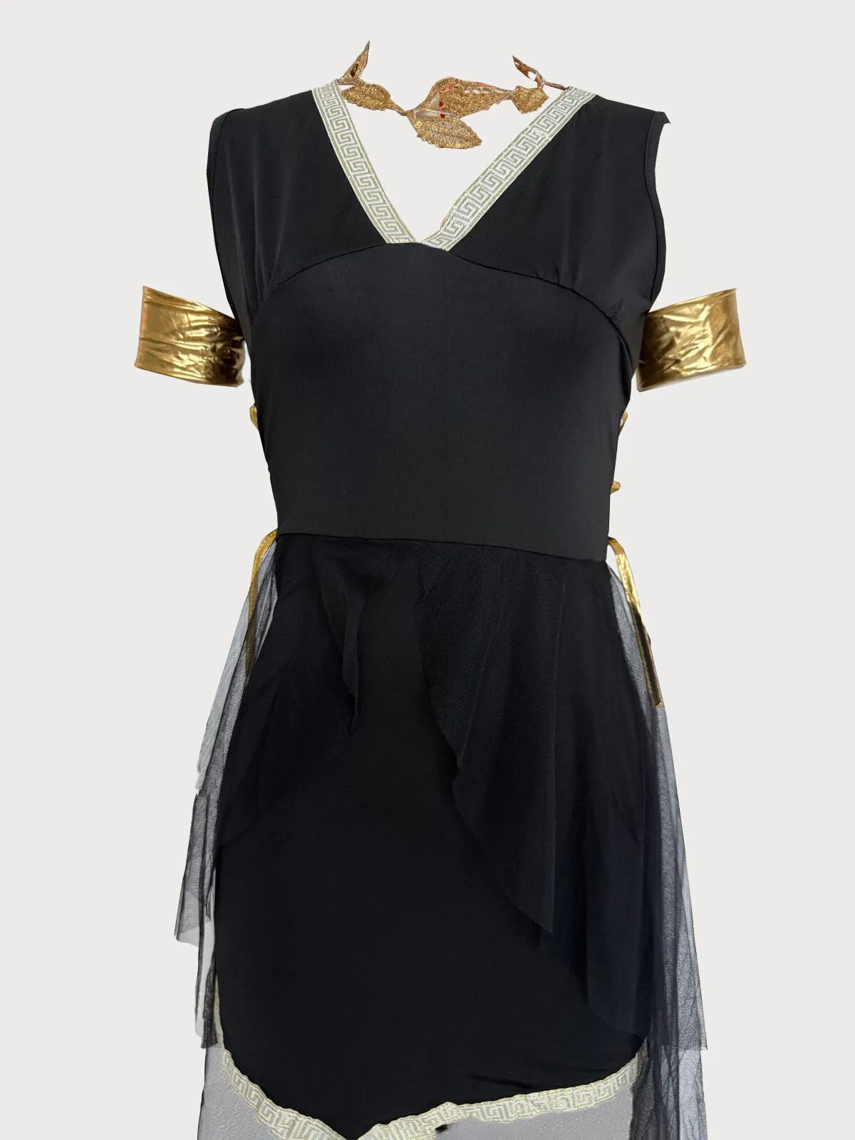 Solid Halloween Cosplay Cleopatra Athena Patchwork V-neck Shift Dress, Accessories included, 2 of 4