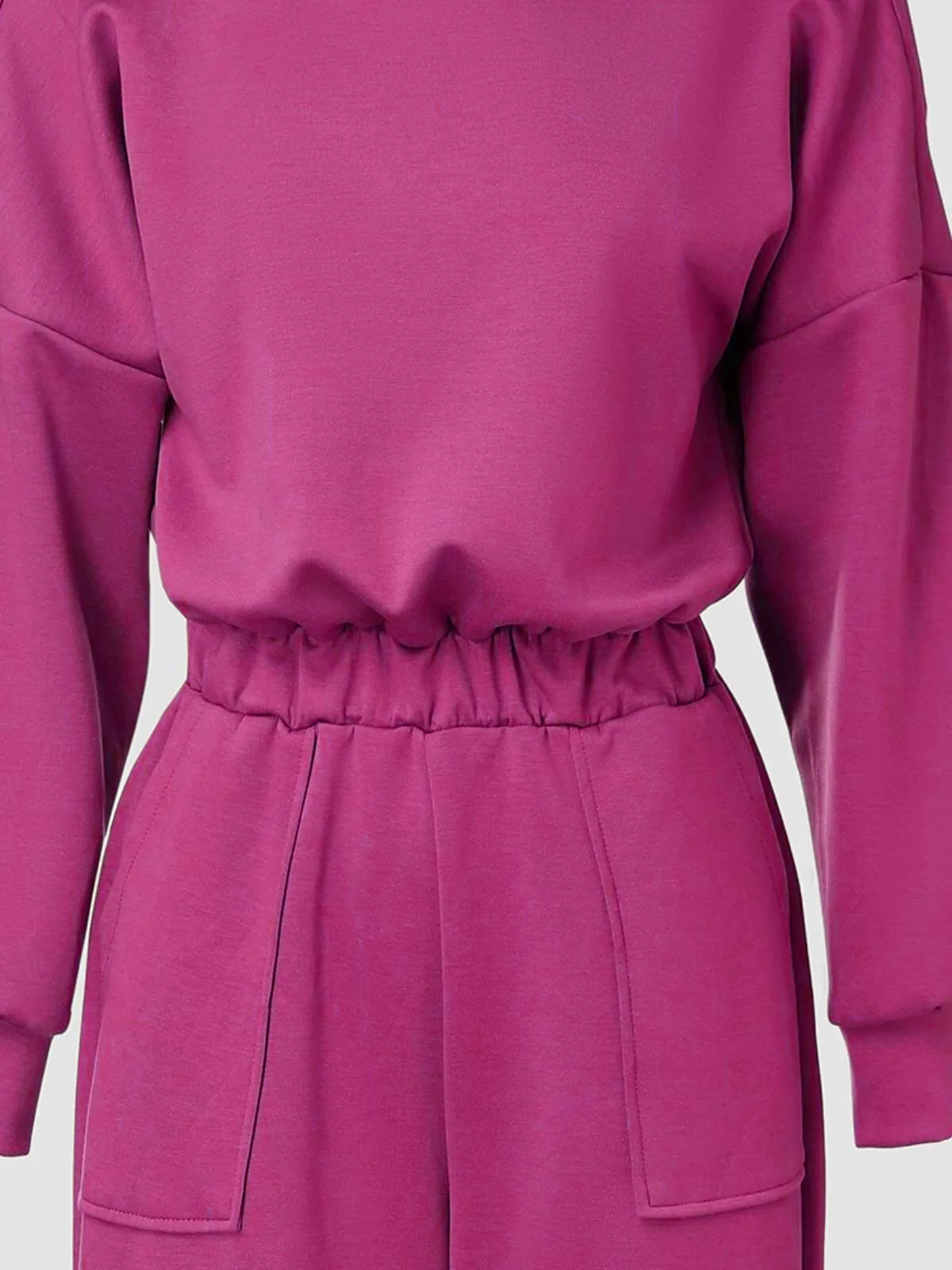 Comfortable Backless Collar Off Shoulder V-Back Stretchy Waist Pocket Design Jumpsuit, 7 of 7