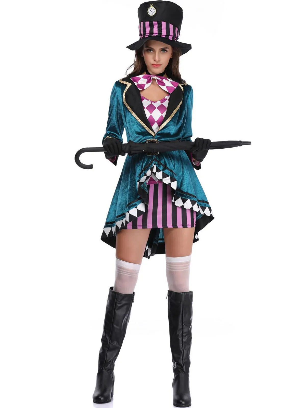 Solid Halloween Cosplay Magician Patchwork Outwear Coat Dress, Hat not included, 10 of 10