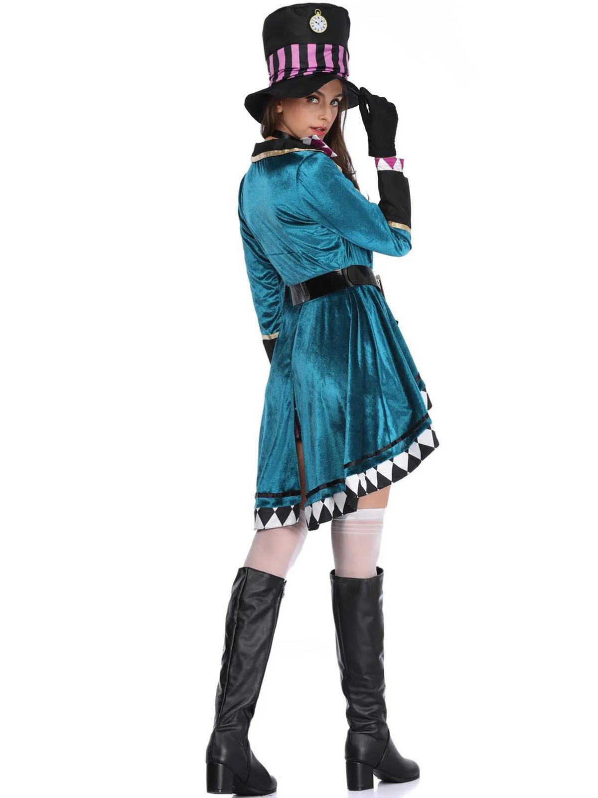 Solid Halloween Cosplay Magician Patchwork Outwear Coat Dress, Hat not included, 4 of 10