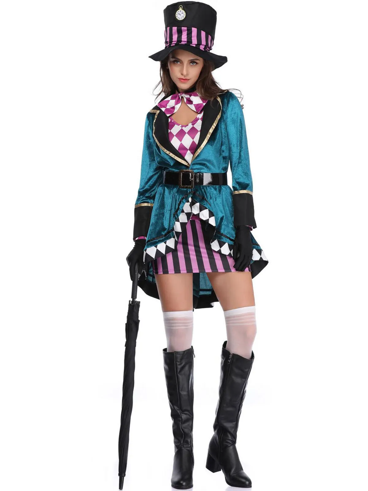 Solid Halloween Cosplay Magician Patchwork Outwear Coat Dress, Hat not included, 5 of 10
