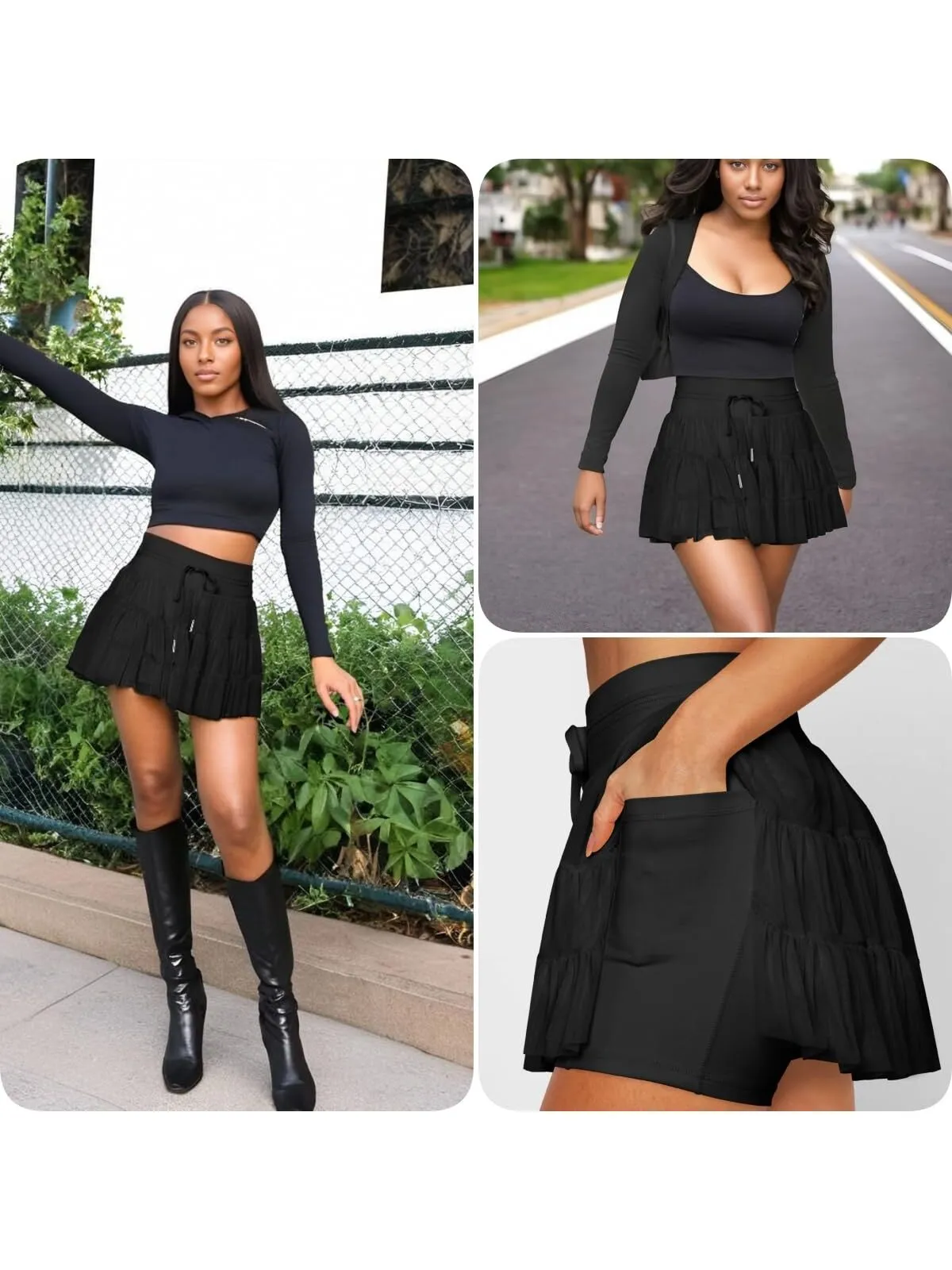 Solid Sporty Breathable Lace-up Color Daily Outdoor Wear High Waist Skort, 6 of 6
