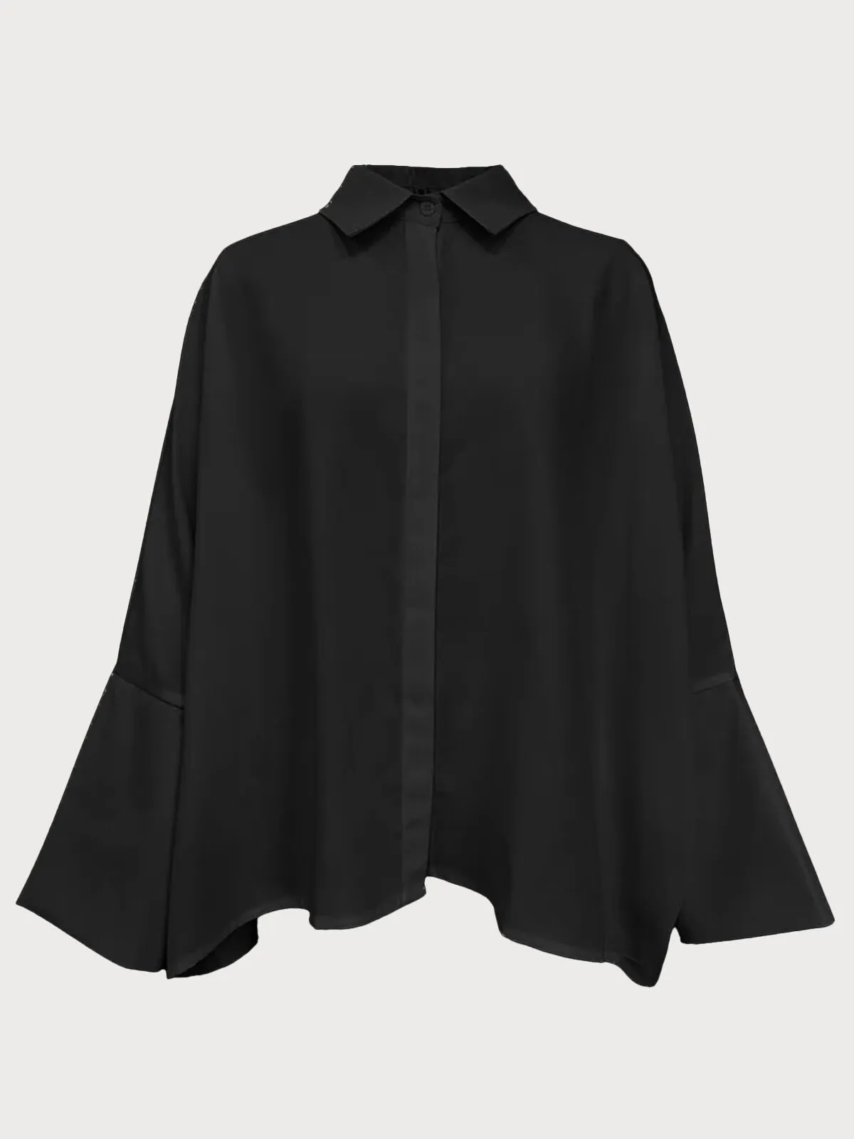 Solid Lapel Drop Shoulder Loose and Simple Blouse Oversized Versatile Commuting, 2 of 3