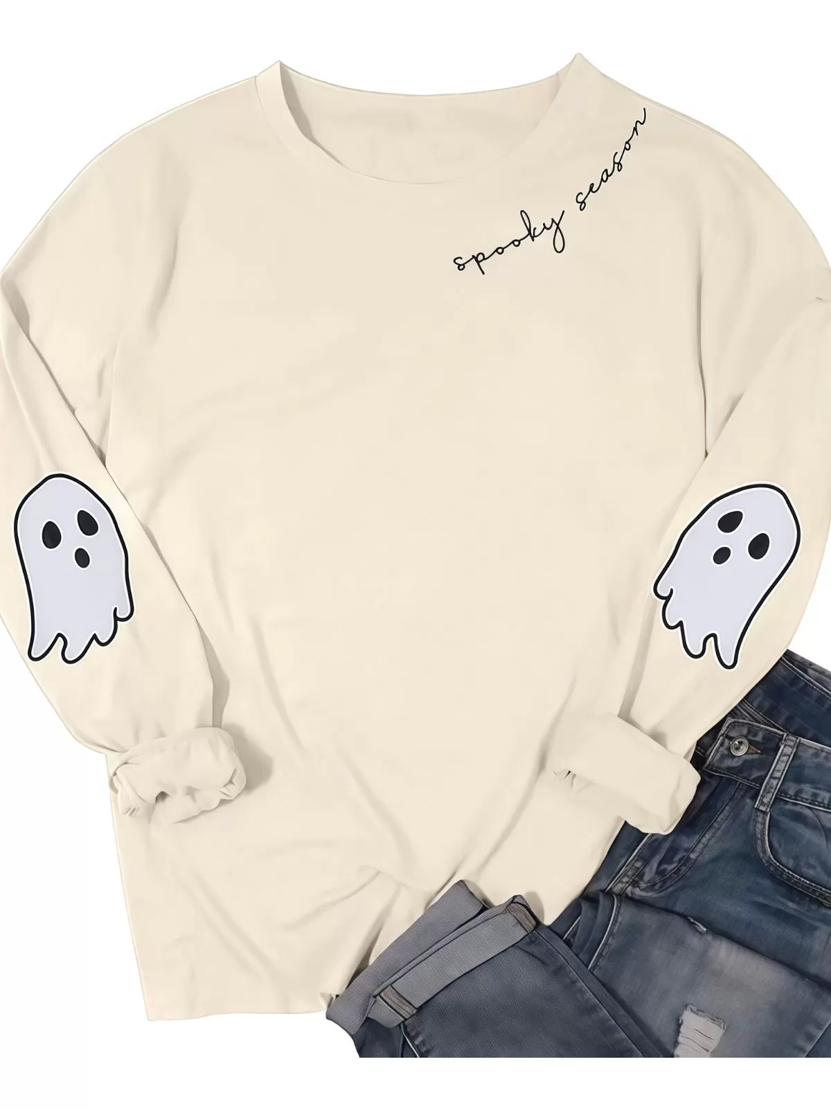 Halloween Graphic Spooky Ghost Round Neck Casual Sweatshirt, 2 of 6