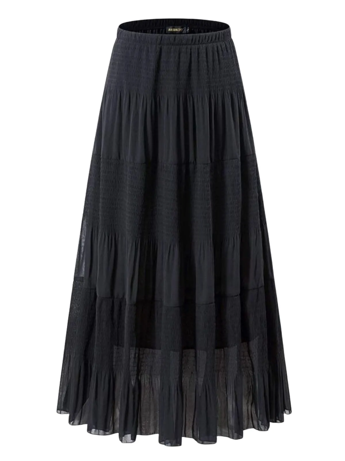 Chiffon Breathable & Comfortable Elastic High Waist Pleated A-Line Flared Maxi Skirts, 3 of 3