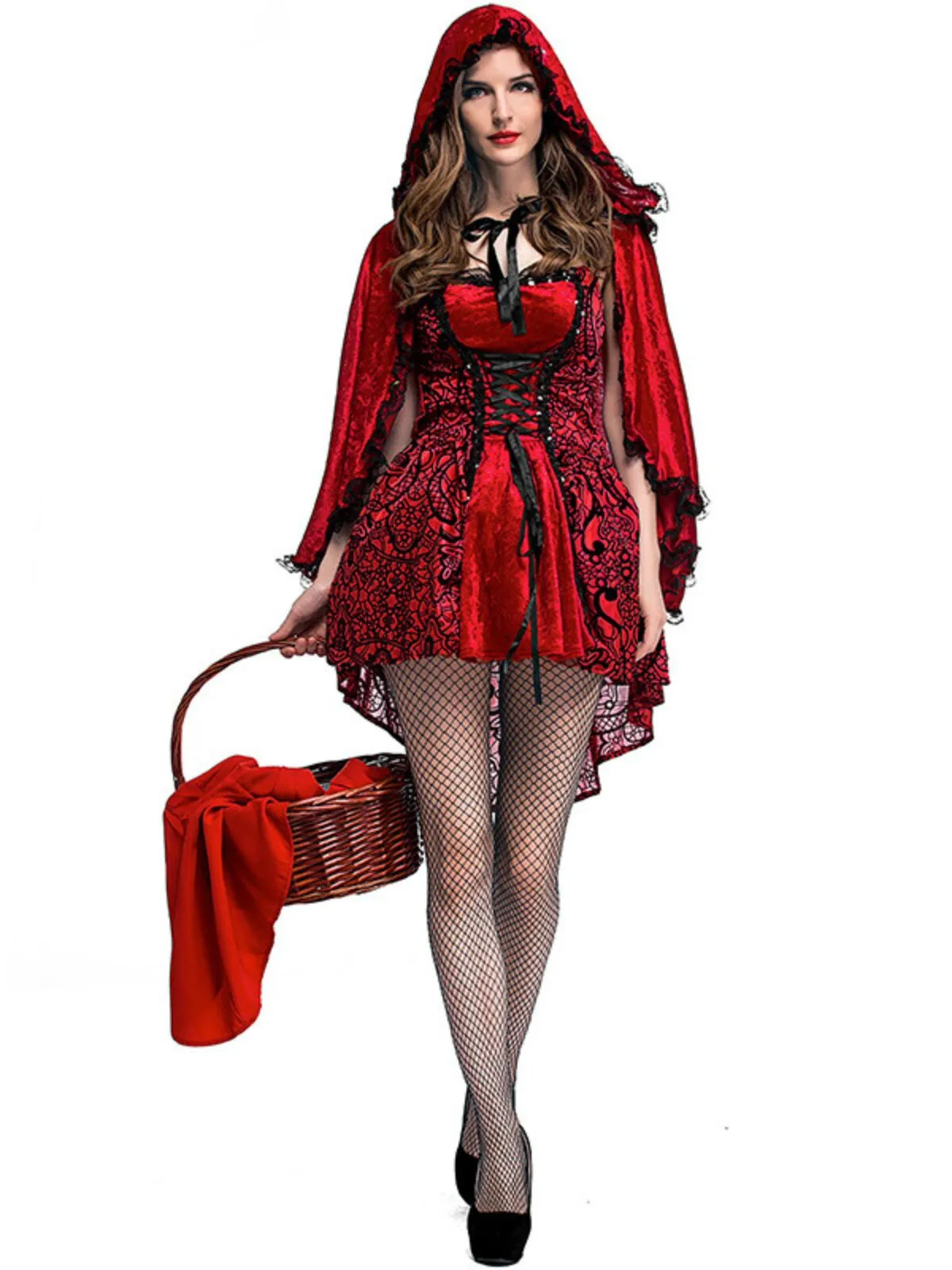Halloween Gothic Little Red Riding Hood Cosplay Costume A-line Dress, 2 of 10