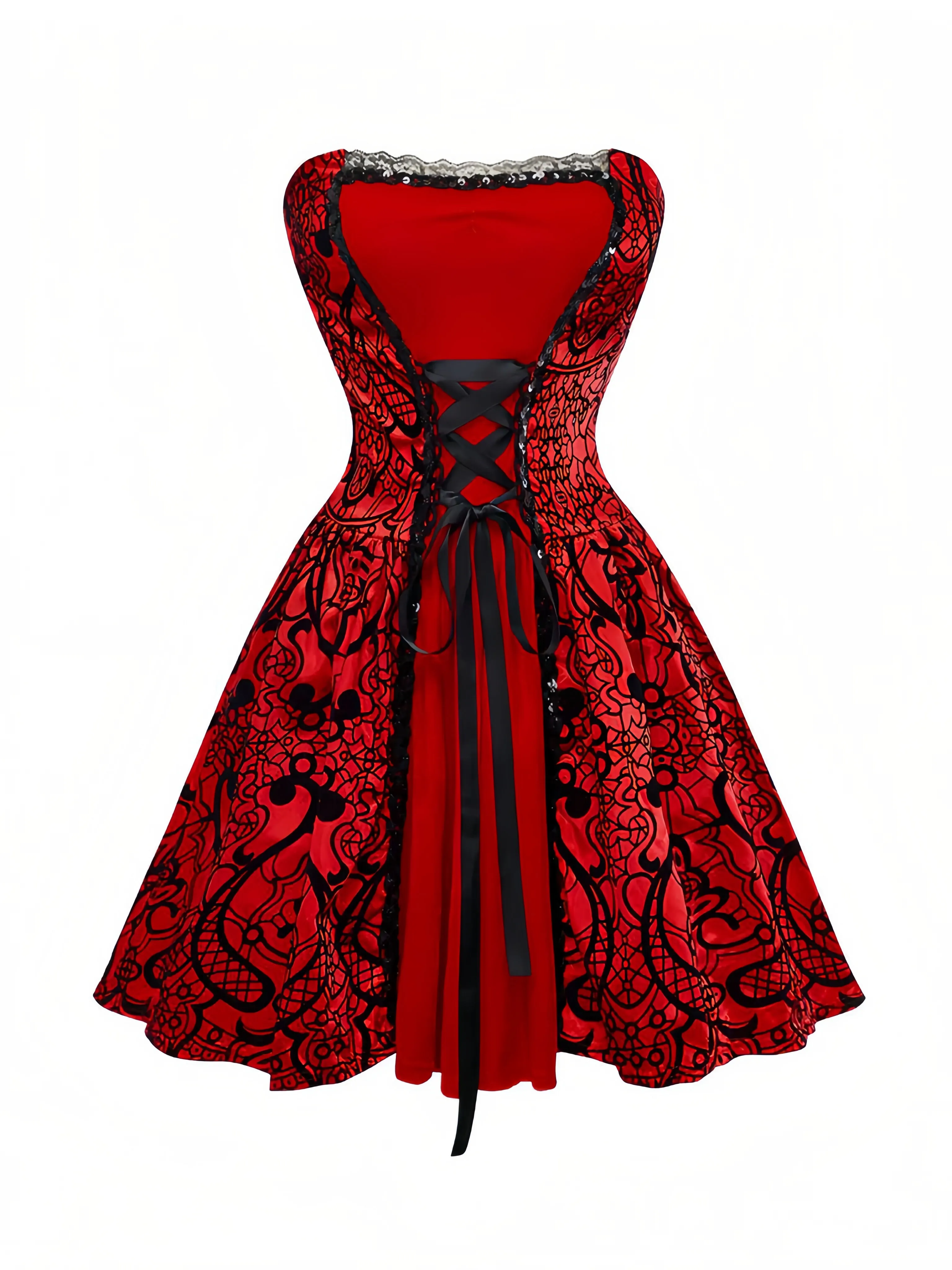 Halloween Gothic Little Red Riding Hood Cosplay Costume A-line Dress, 6 of 10