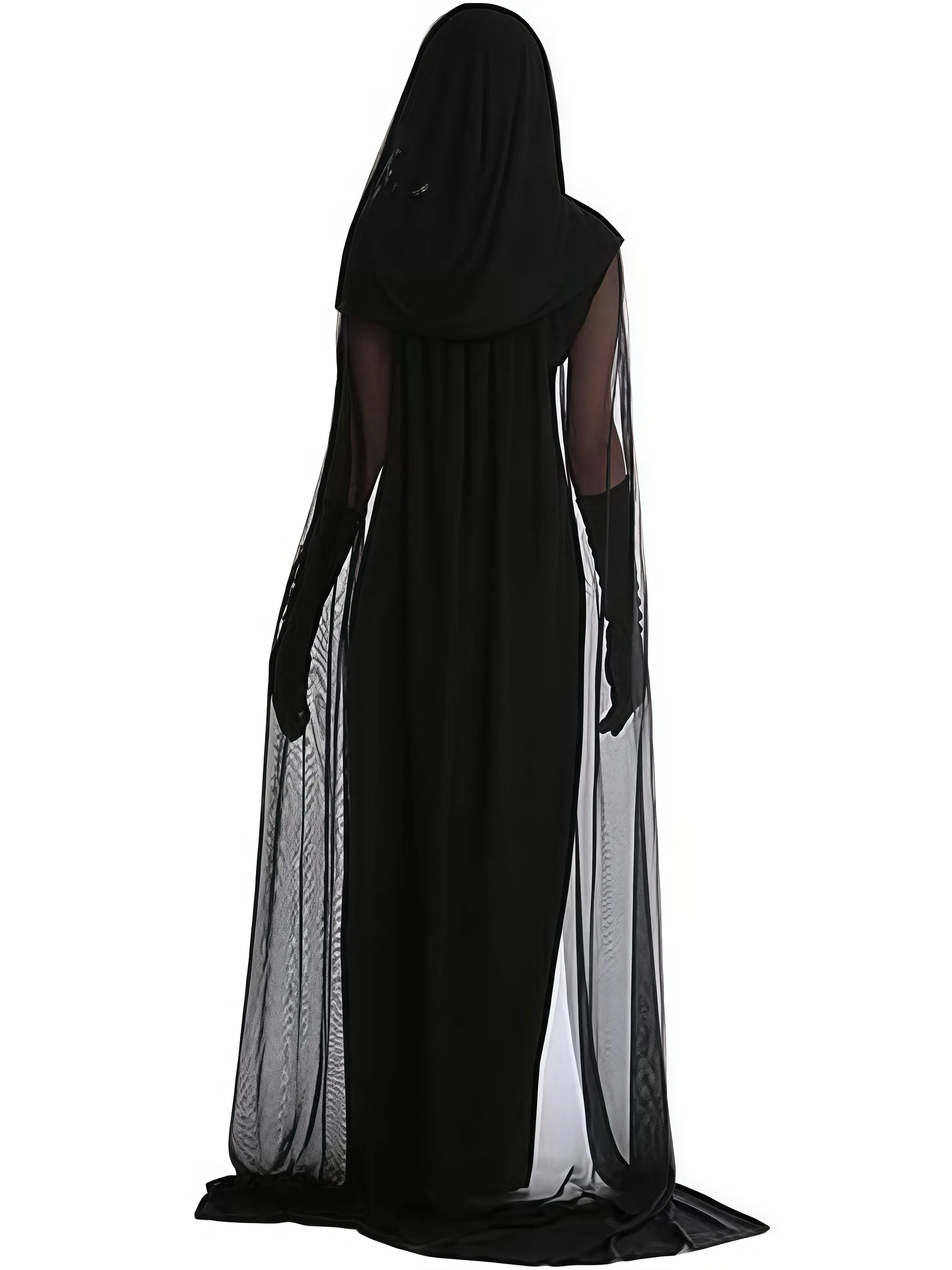 Halloween Elegant Long Witch Veil Cape Spooky Goddess Costume Fancy Dress , 3 of 4