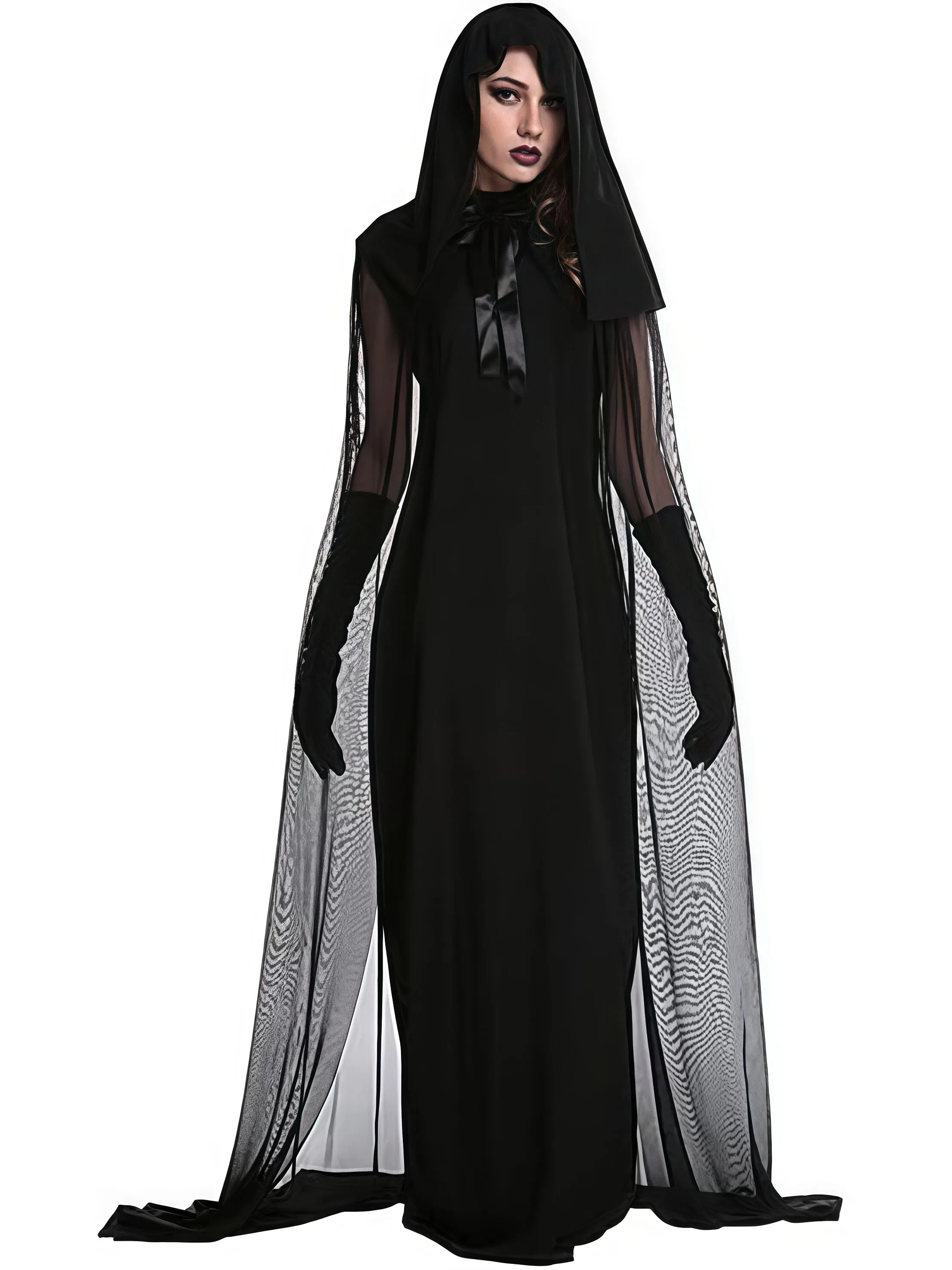 Halloween Elegant Long Witch Veil Cape Spooky Goddess Costume Fancy Dress , 4 of 4