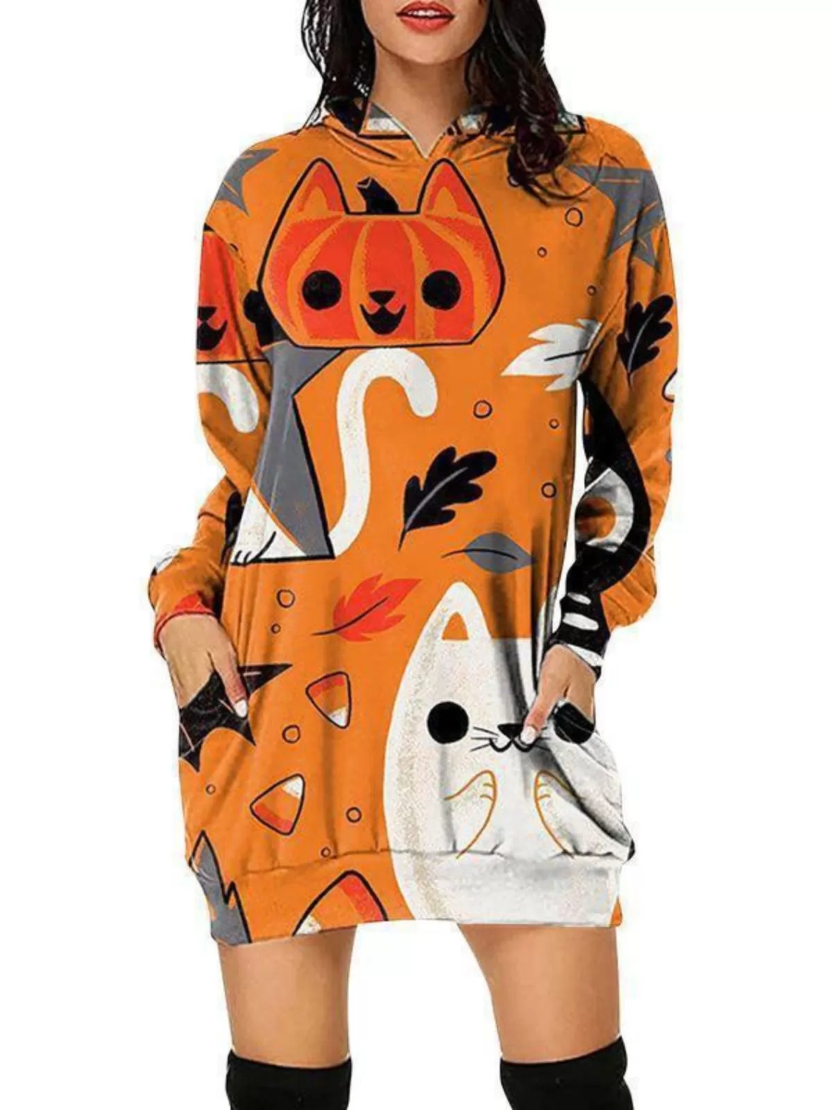 Halloween Hooded Shift Dress, 1 of 3
