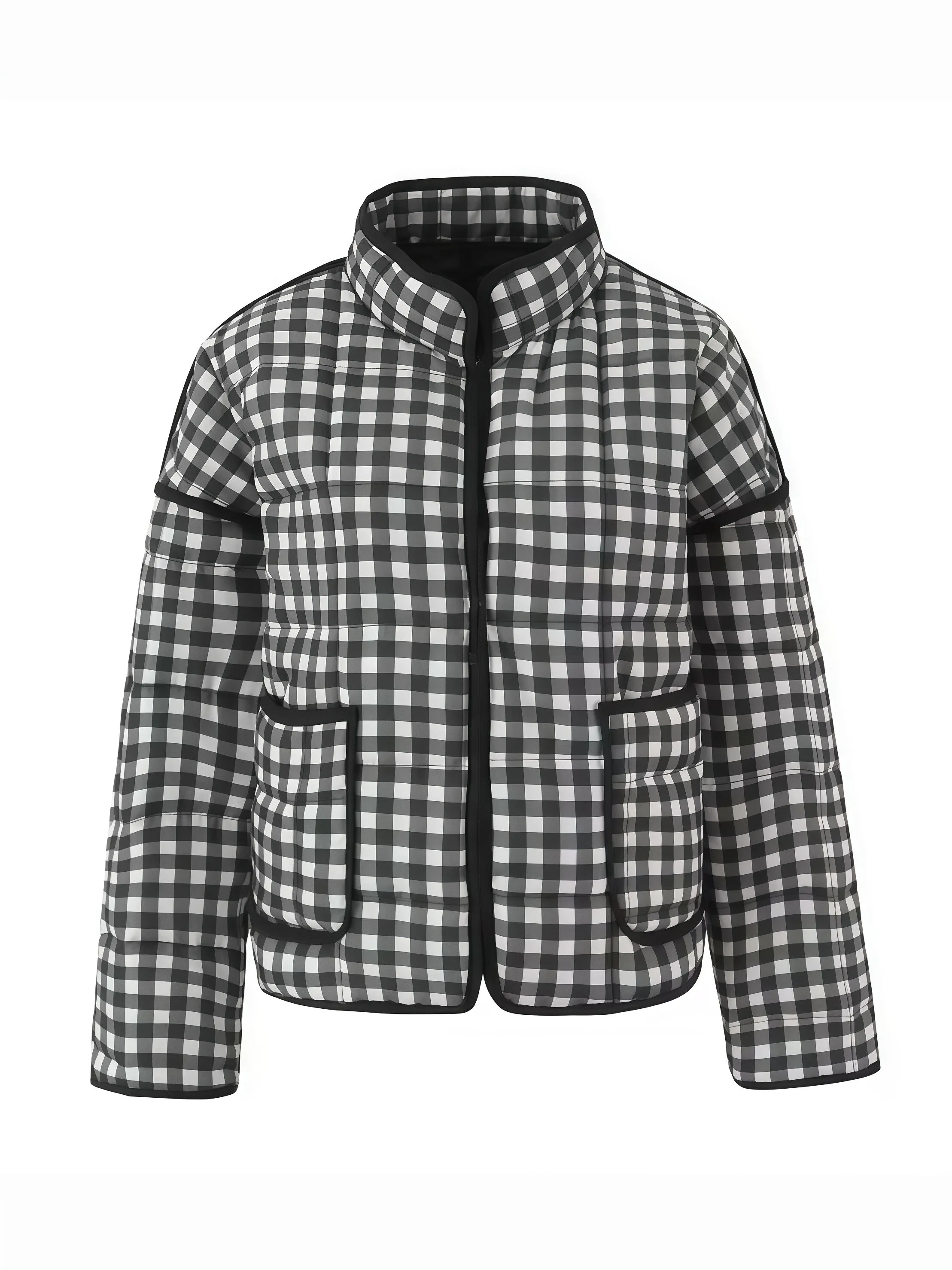 Stand Collar Outwear Coat Casual Long Sleeve Pocket Outerwear for Autumn & Winter, 2 of 3