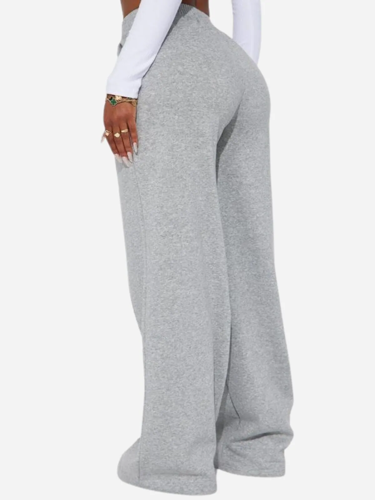 Street Wear Heather Grey Cross Over Lounge High Rise Pants, 2 of 4