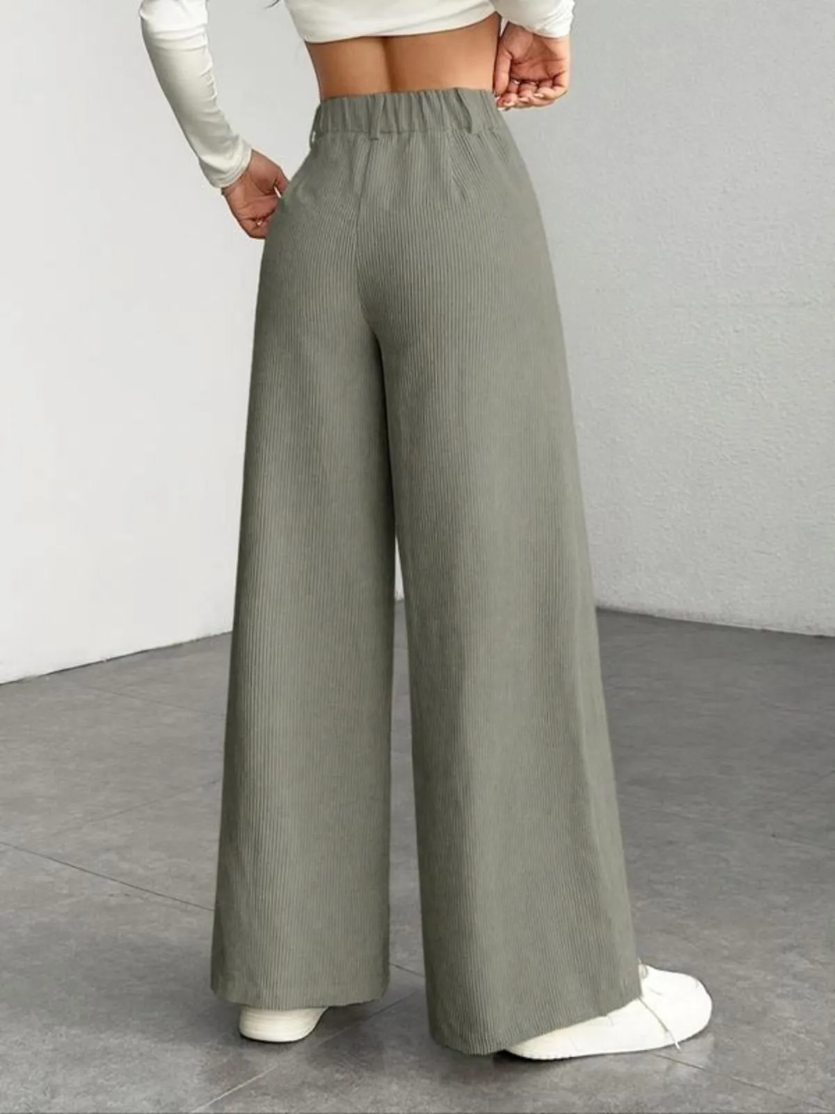 New Corduroy Comfortable and Stylish Wide Leg High Waist Loose Fit Pants, 2 of 2
