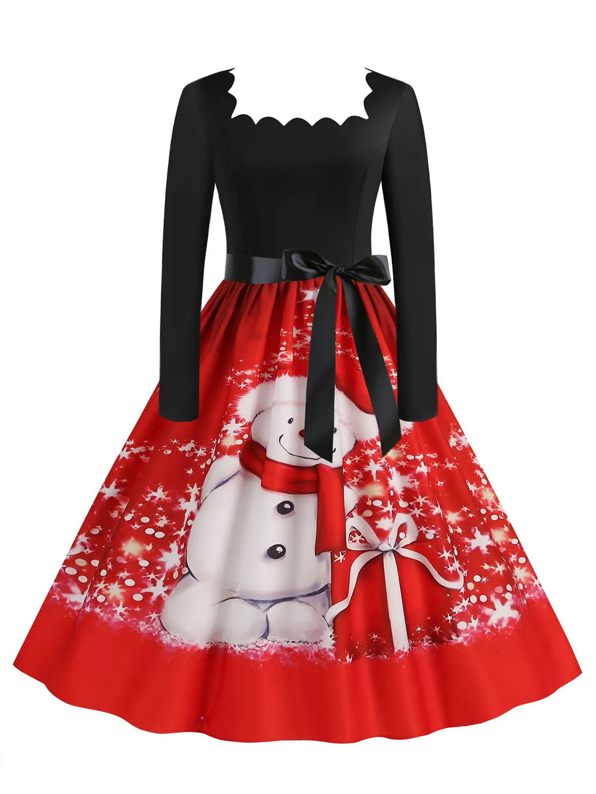Christmas Zipper Square Neck A-line Dress, 1 of 3