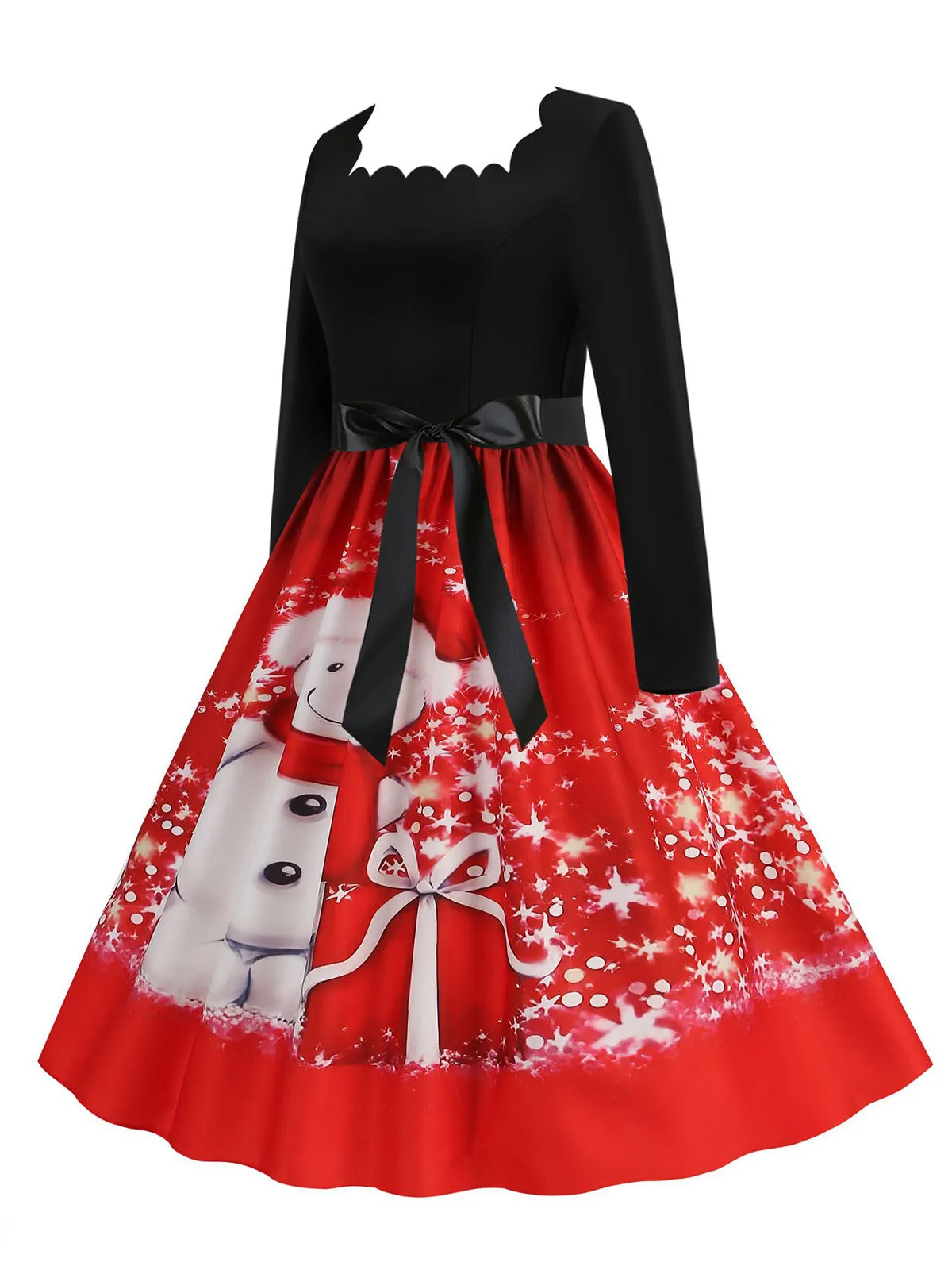 Christmas Zipper Square Neck A-line Dress, 3 of 3