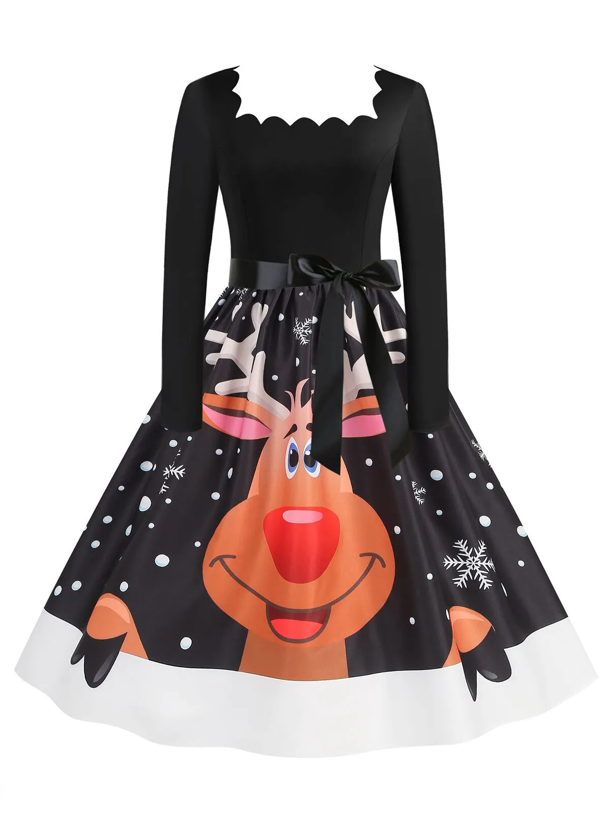 Christmas Zipper Square Neck New Print Gothic Christmas Costumes A-line Dress, 1 of 3