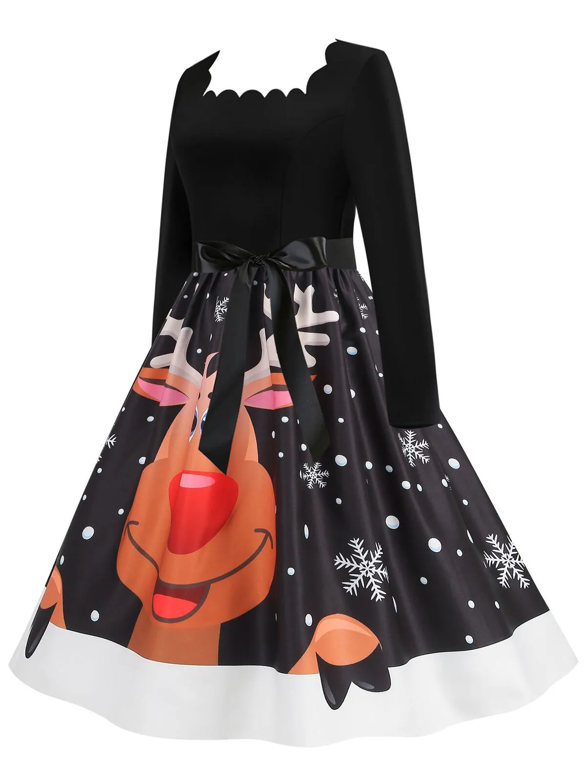 Christmas Zipper Square Neck New Print Gothic Christmas Costumes A-line Dress, 3 of 3