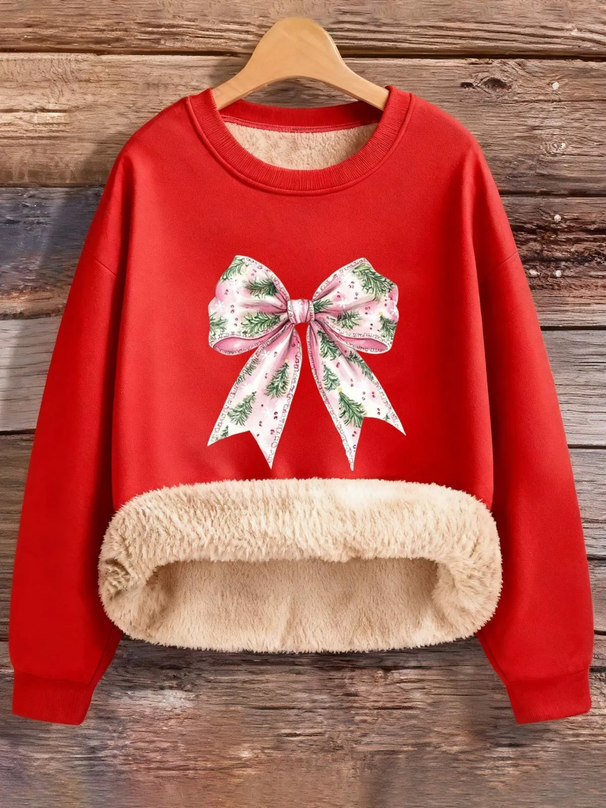 Christmas Gift Trendy Bow Round Neck Drop Shoulder Sweatshirt, 1 of 4