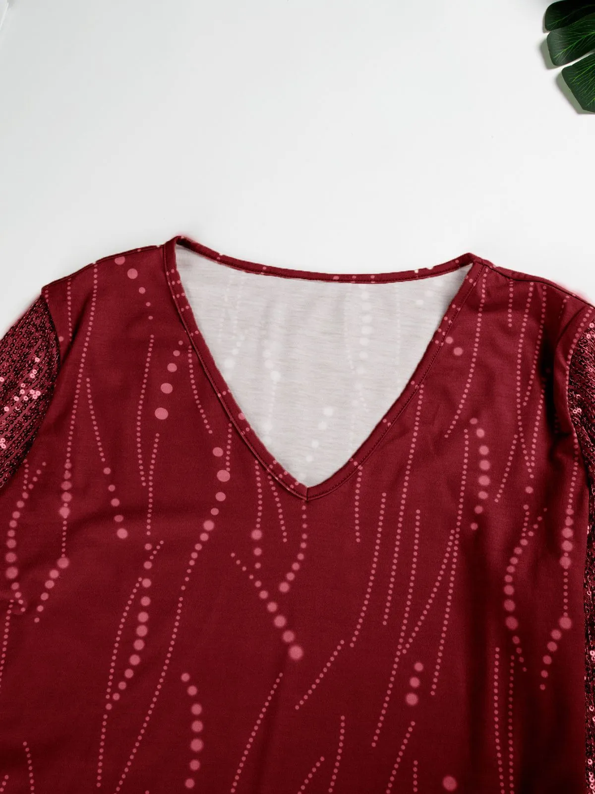 Christmas Sequins V-neck Drop Shoulder T-shirt, 3 of 4