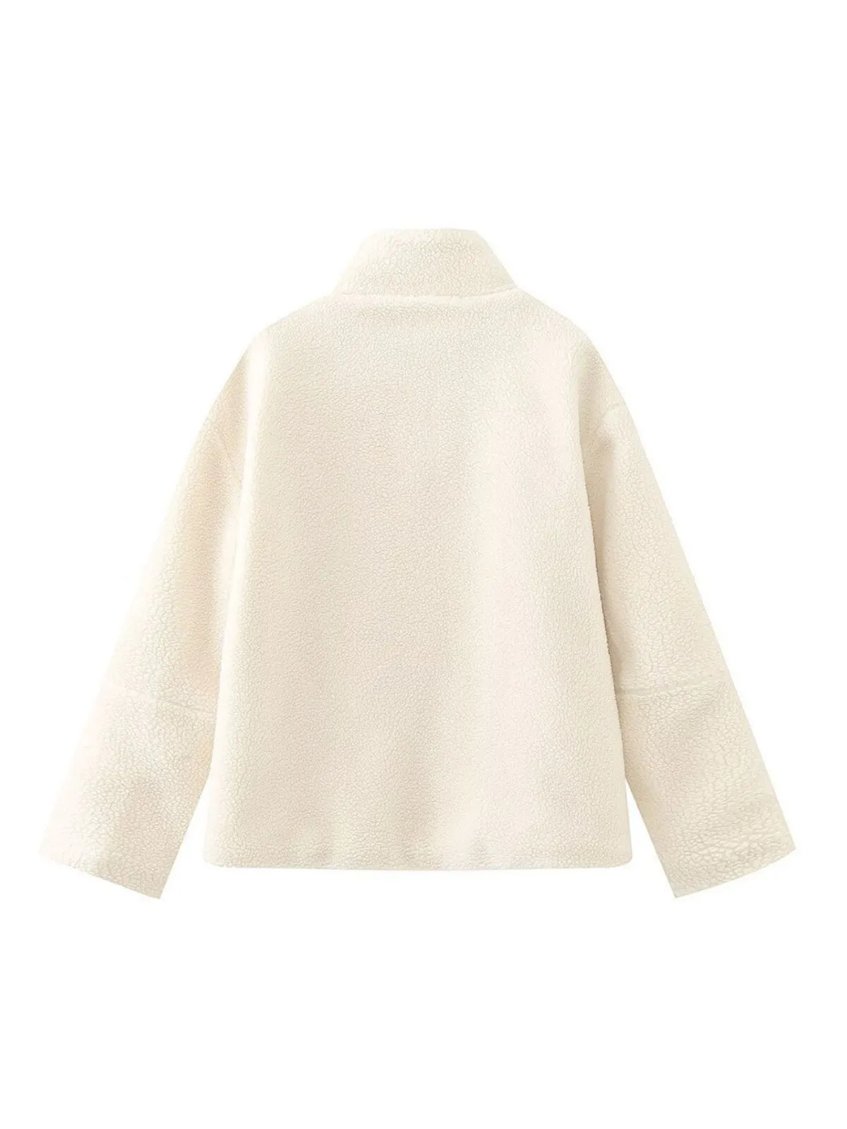 Solid Teddy Fleece Zipper High Neck Warm Thick Leisure Winter Outwear Coat, 4 of 6