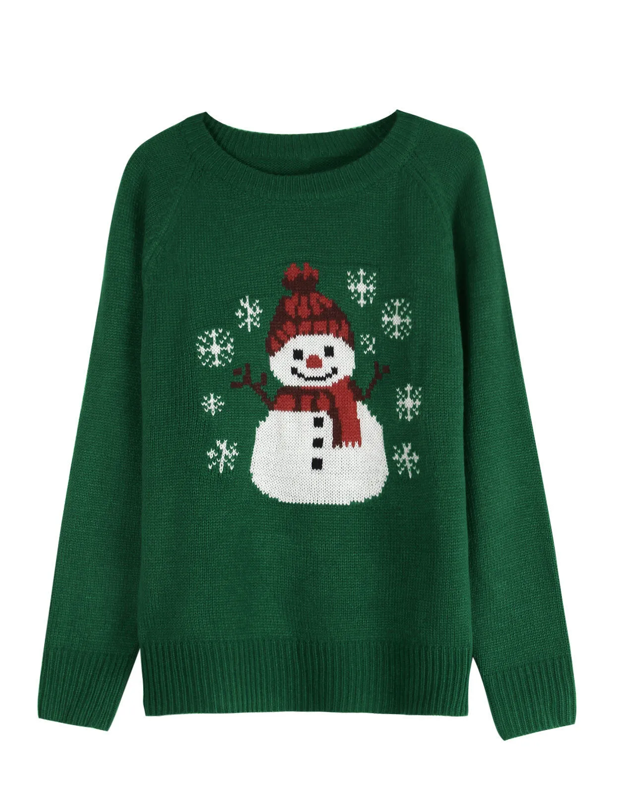 Christmas Cute Snowman Rib-knit Round Neck Pullover Knit Casual Fashion Sweater for Holiday Party, 1 of 2