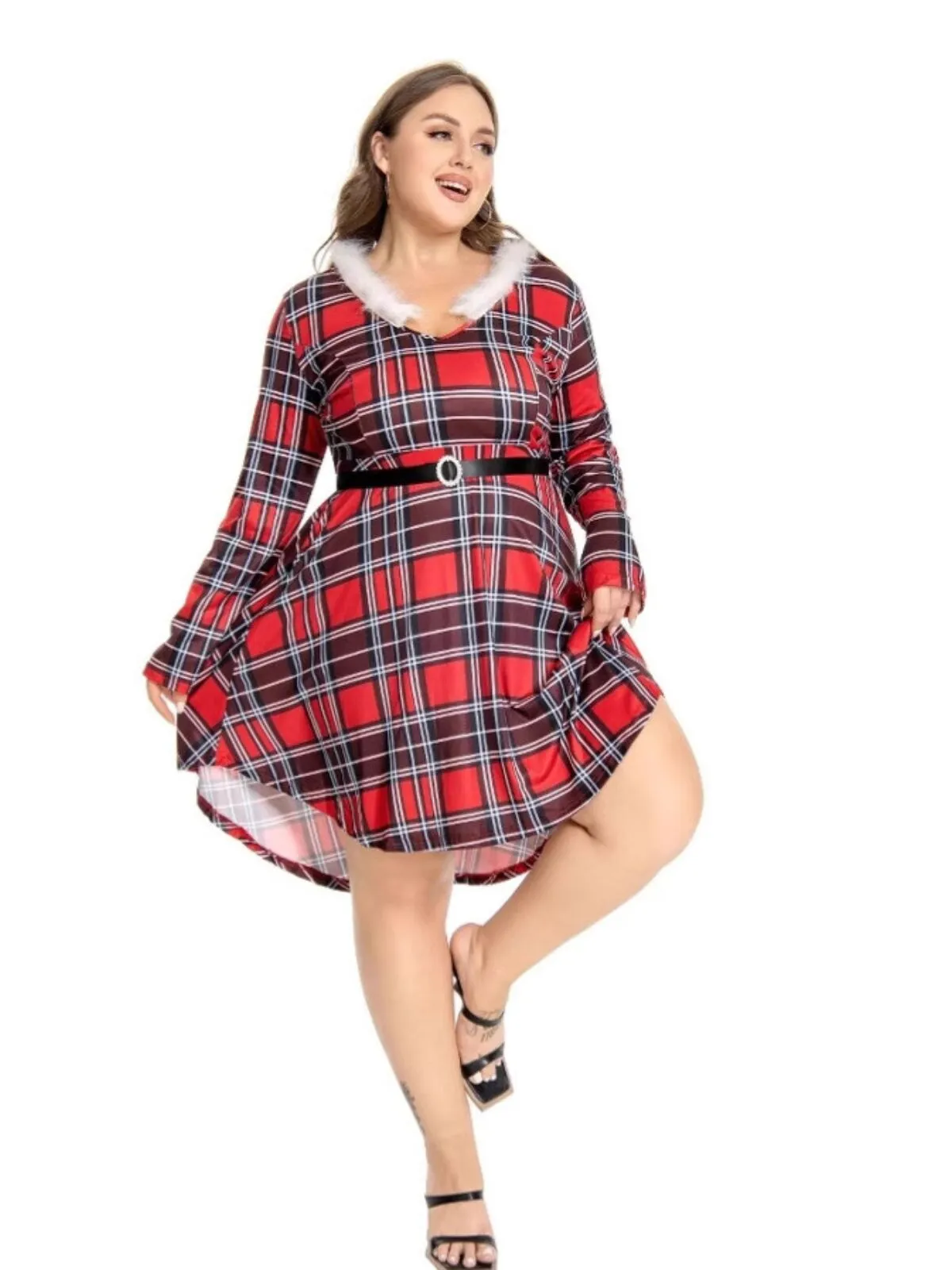 Plus Size Vintage Christmas Cocktail Holiday Party Dress Cosplay Outfits Dress, 4 of 7