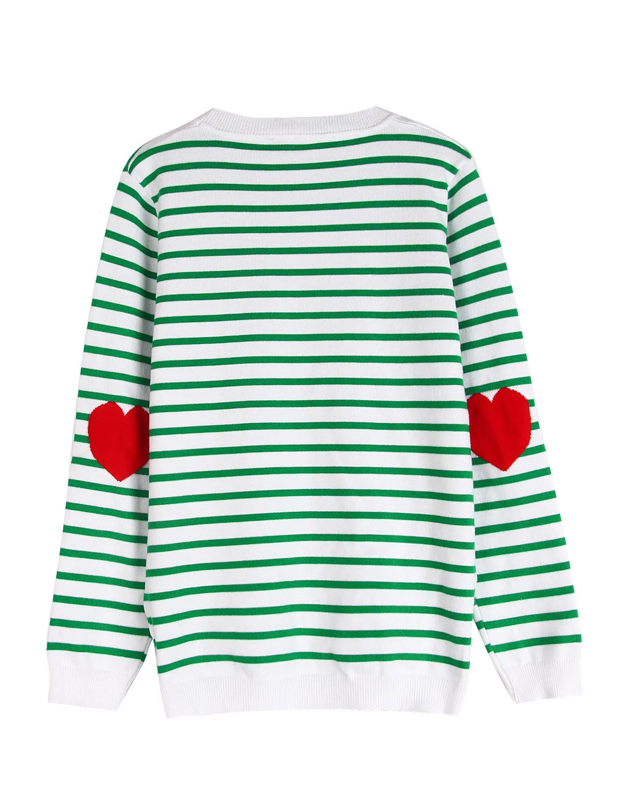 Merry Christmas Rib-knit Round Neck Stripes Casual Cute Heart Knitted Pullover Sweater, 2 of 2