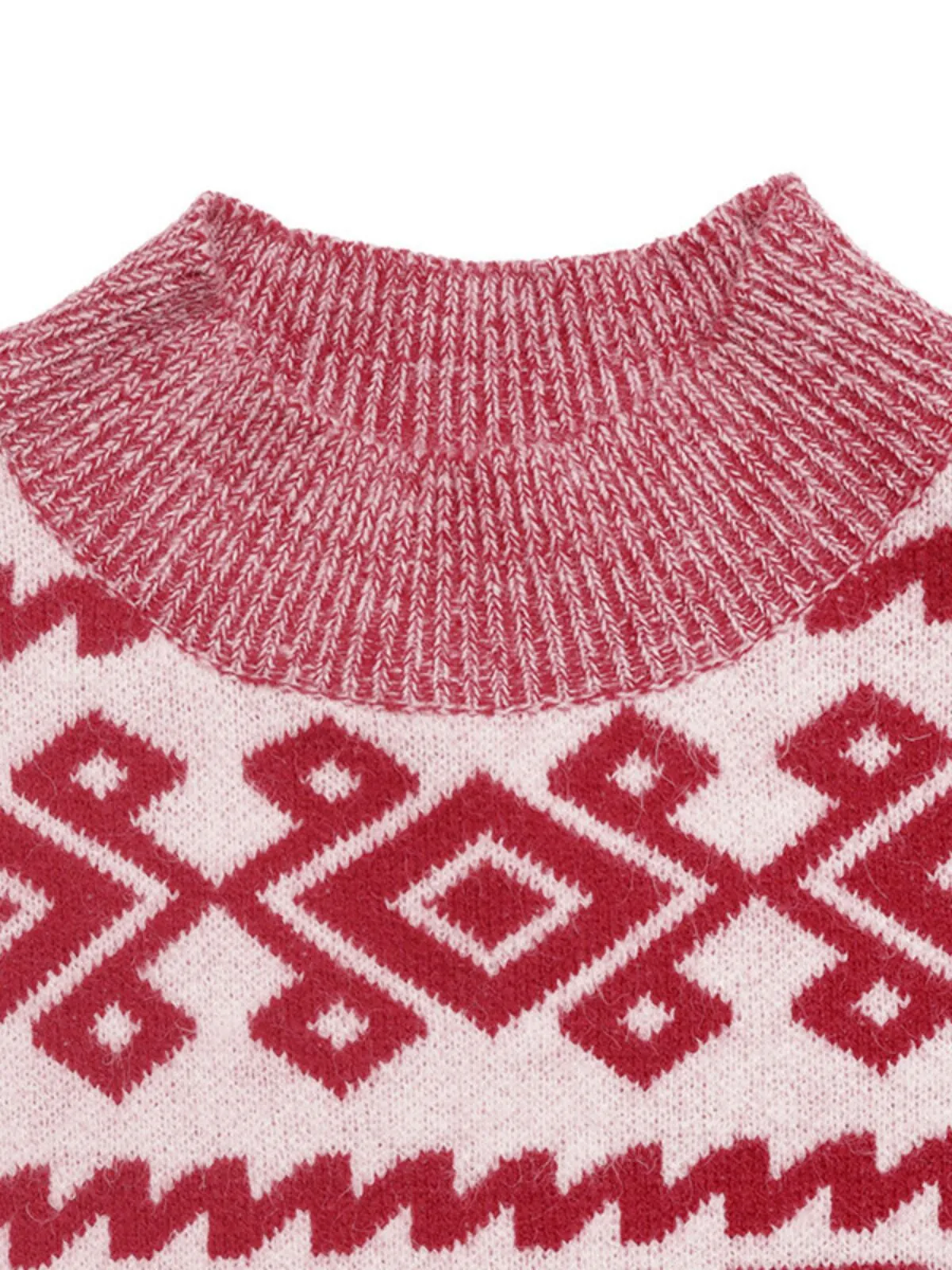 Geometric Rib-knit High Neck Mock Drop Shoulder Sweater, 5 of 6