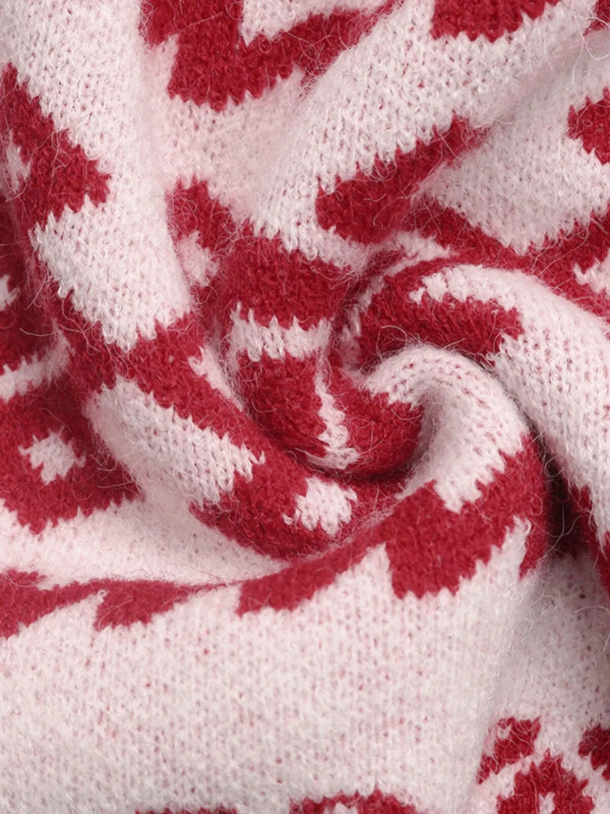 Geometric Rib-knit High Neck Mock Drop Shoulder Sweater, 6 of 6