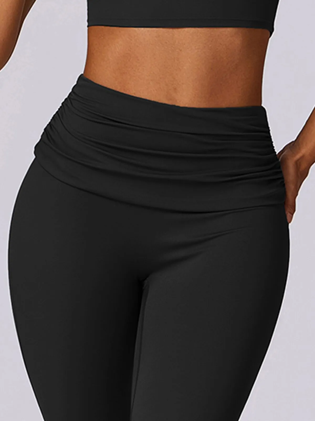 Solid Pleated Outfit Gym High Waist Legging , 4 of 7