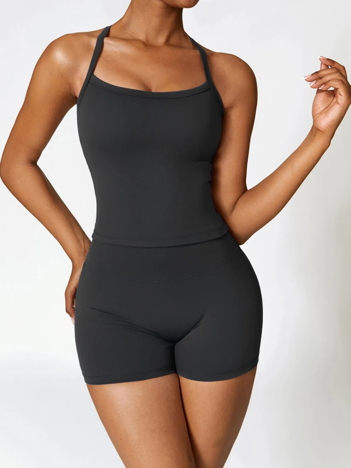 Sleeveless Crop Top and High-Waisted Shorts Yoga Outfit, Breathable and Stretchy Fabric, Perfect for Gym and Running, 1 of 5