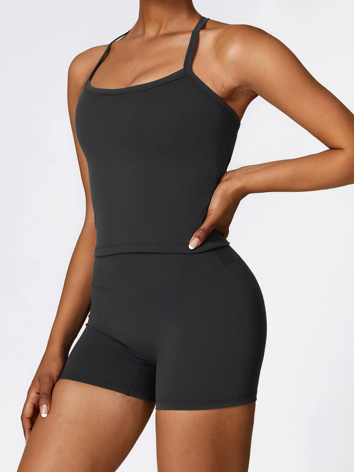 Sleeveless Crop Top and High-Waisted Shorts Yoga Outfit, Breathable and Stretchy Fabric, Perfect for Gym and Running, 5 of 5