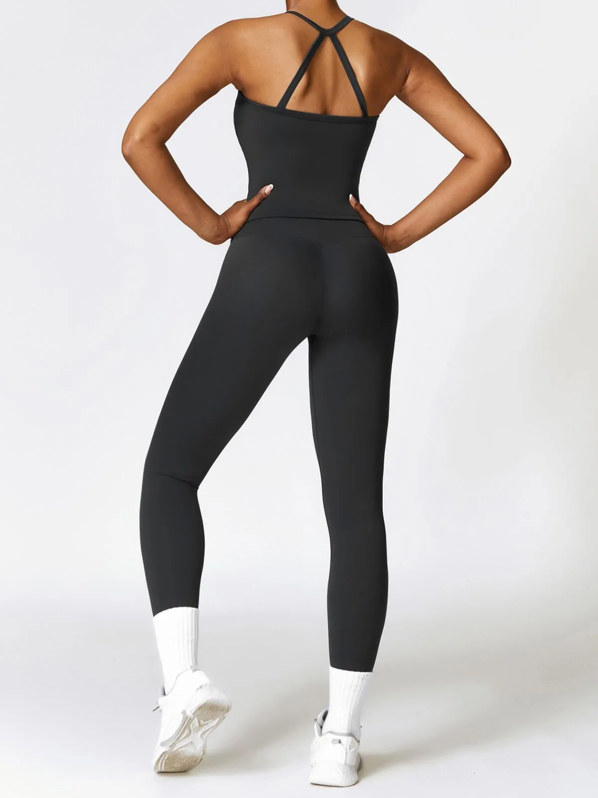 Sleeveless Crop Top and High-Waisted Leggings Set, Stretchy and Breathable Fabric, Perfect for Yoga, Fitness, and Running, 2 of 5